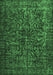 Machine Washable Abstract Emerald Green Contemporary Area Rugs, wshcon1734emgrn