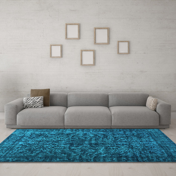 Machine Washable Abstract Light Blue Contemporary Rug in a Living Room, wshcon1734lblu