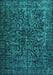 Machine Washable Abstract Turquoise Contemporary Area Rugs, wshcon1734turq