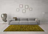 Machine Washable Abstract Yellow Contemporary Rug, wshcon1734yw