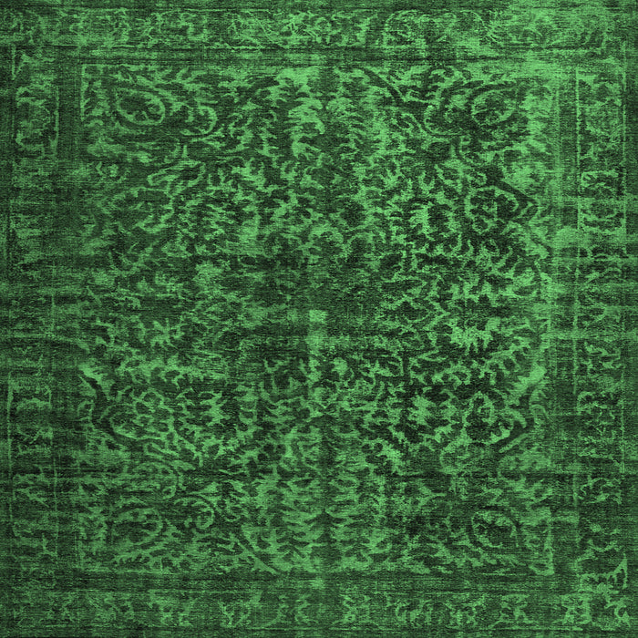Square Machine Washable Abstract Emerald Green Contemporary Area Rugs, wshcon1734emgrn