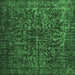 Square Machine Washable Abstract Emerald Green Contemporary Area Rugs, wshcon1734emgrn