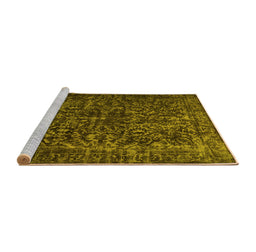 Sideview of Machine Washable Abstract Yellow Contemporary Rug, wshcon1734yw