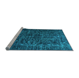 Sideview of Machine Washable Abstract Light Blue Contemporary Rug, wshcon1734lblu