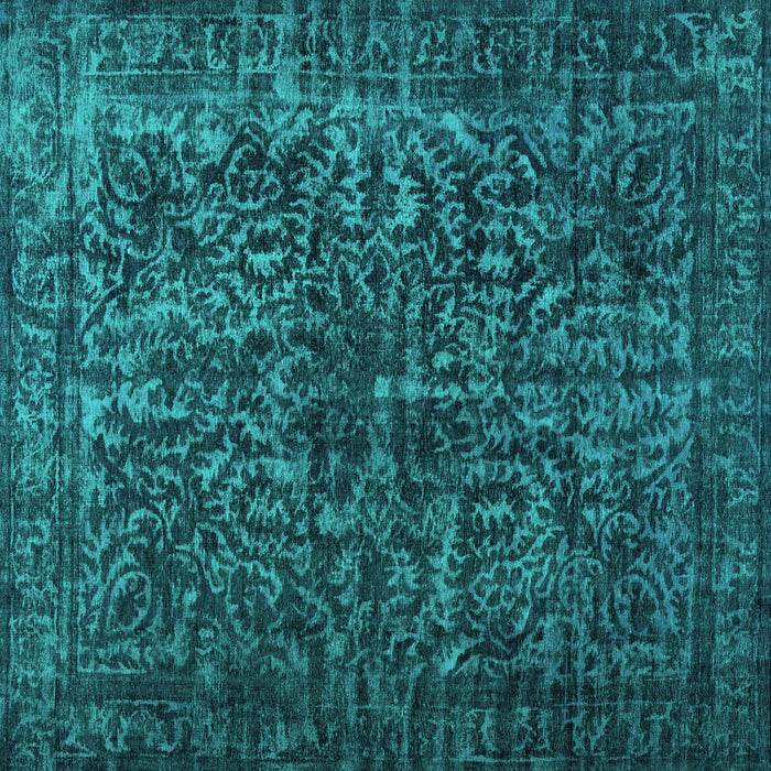 Square Abstract Turquoise Contemporary Rug, con1734turq