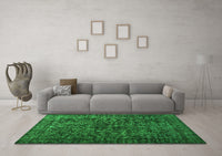 Machine Washable Abstract Green Contemporary Rug, wshcon1734grn