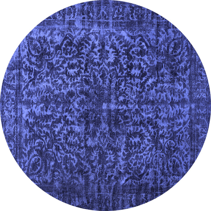 Round Abstract Blue Contemporary Rug, con1734blu