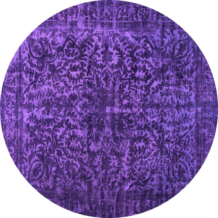 Round Machine Washable Abstract Purple Contemporary Area Rugs, wshcon1734pur