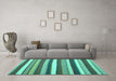 Machine Washable Abstract Turquoise Contemporary Area Rugs in a Living Room,, wshcon1735turq