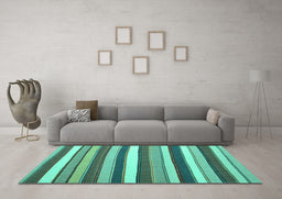 Machine Washable Abstract Turquoise Contemporary Area Rugs in a Living Room,, wshcon1735turq