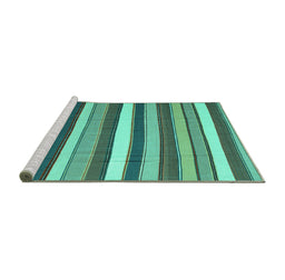 Sideview of Machine Washable Abstract Turquoise Contemporary Area Rugs, wshcon1735turq