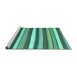 Sideview of Machine Washable Abstract Turquoise Contemporary Area Rugs, wshcon1735turq