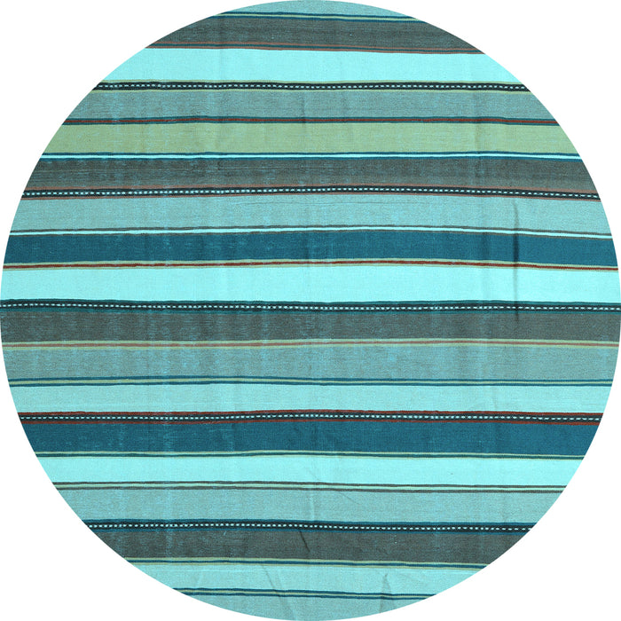 Round Abstract Light Blue Contemporary Rug, con1735lblu