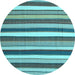 Round Abstract Light Blue Contemporary Rug, con1735lblu