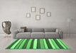 Machine Washable Abstract Emerald Green Contemporary Area Rugs in a Living Room,, wshcon1735emgrn