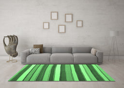 Machine Washable Abstract Emerald Green Contemporary Area Rugs in a Living Room,, wshcon1735emgrn
