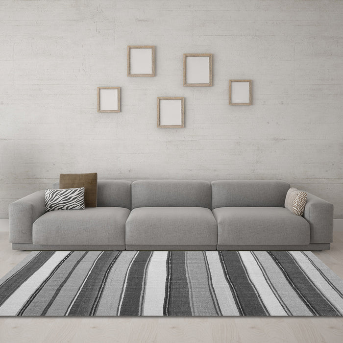 Machine Washable Abstract Gray Contemporary Rug in a Living Room,, wshcon1735gry