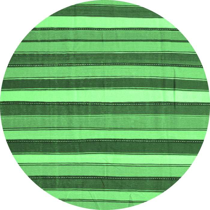 Round Machine Washable Abstract Emerald Green Contemporary Area Rugs, wshcon1735emgrn