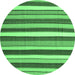 Round Machine Washable Abstract Emerald Green Contemporary Area Rugs, wshcon1735emgrn