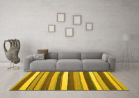 Machine Washable Abstract Yellow Contemporary Rug, wshcon1735yw