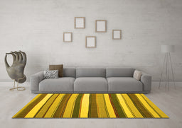 Machine Washable Abstract Yellow Contemporary Rug in a Living Room, wshcon1735yw