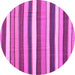 Round Abstract Pink Contemporary Rug, con1735pnk