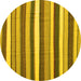 Round Machine Washable Abstract Yellow Contemporary Rug, wshcon1735yw