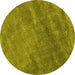 Round Abstract Yellow Contemporary Rug, con1736yw