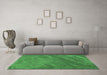 Machine Washable Abstract Emerald Green Contemporary Area Rugs in a Living Room,, wshcon1736emgrn