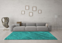 Machine Washable Abstract Turquoise Contemporary Rug, wshcon1736turq