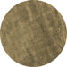 Round Abstract Brown Contemporary Rug, con1736brn