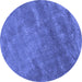 Round Abstract Blue Contemporary Rug, con1736blu