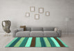 Machine Washable Southwestern Turquoise Country Area Rugs in a Living Room,, wshcon1737turq