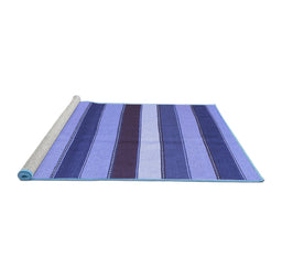 Sideview of Machine Washable Southwestern Blue Country Rug, wshcon1737blu