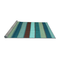 Sideview of Machine Washable Southwestern Light Blue Country Rug, wshcon1737lblu