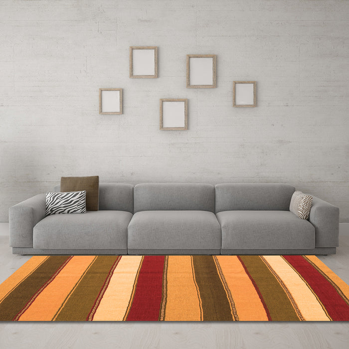 Machine Washable Southwestern Orange Country Area Rugs in a Living Room, wshcon1737org