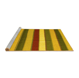 Sideview of Machine Washable Southwestern Yellow Country Rug, wshcon1737yw