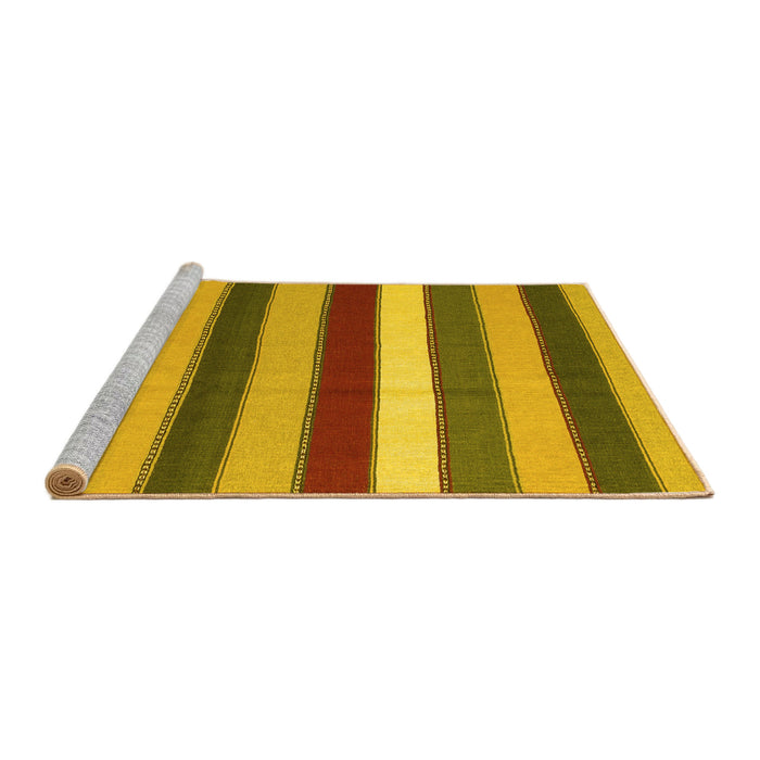 Sideview of Machine Washable Southwestern Yellow Country Rug, wshcon1737yw