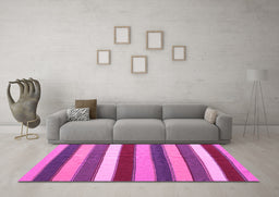 Machine Washable Southwestern Pink Country Rug in a Living Room, wshcon1737pnk