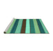 Sideview of Machine Washable Southwestern Turquoise Country Area Rugs, wshcon1737turq