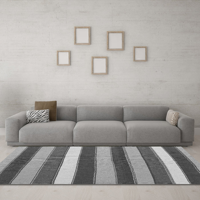 Machine Washable Southwestern Gray Country Rug in a Living Room,, wshcon1737gry