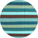 Round Southwestern Light Blue Country Rug, con1737lblu