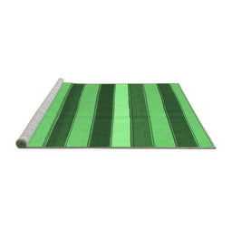Sideview of Machine Washable Southwestern Emerald Green Country Area Rugs, wshcon1737emgrn