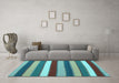 Machine Washable Southwestern Light Blue Country Rug in a Living Room, wshcon1737lblu