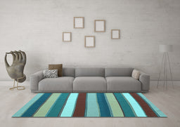 Machine Washable Southwestern Light Blue Country Rug in a Living Room, wshcon1737lblu