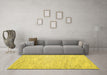 Machine Washable Abstract Yellow Contemporary Rug in a Living Room, wshcon1738yw