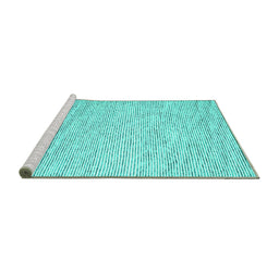Sideview of Machine Washable Abstract Turquoise Contemporary Area Rugs, wshcon1738turq