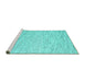 Sideview of Machine Washable Abstract Turquoise Contemporary Area Rugs, wshcon1738turq