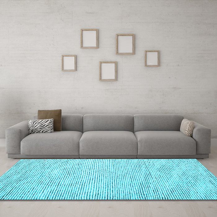 Machine Washable Abstract Light Blue Contemporary Rug in a Living Room, wshcon1738lblu