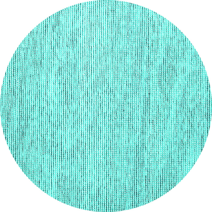 Round Machine Washable Abstract Turquoise Contemporary Area Rugs, wshcon1738turq